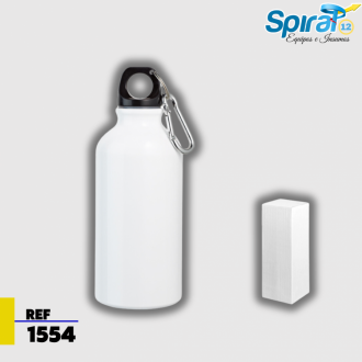 Caramañola Sublimable Pequeña  Metalica Blanca 400 Ml +caja  ( Lrxm))