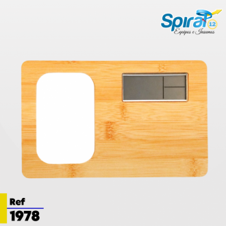 Reloj Digital De Bambu Con Marco Fotográfico Sublimable